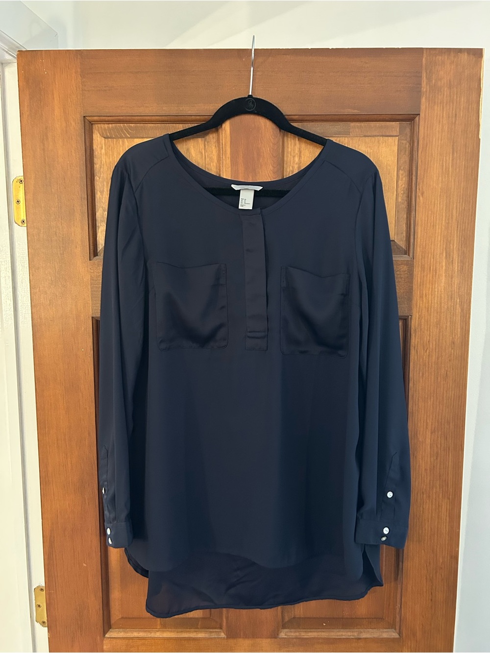H&M Navy Long-Sleeve Tunic Blouse